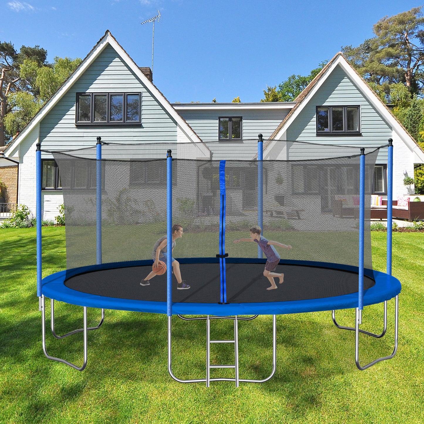 SkyBounce Trampoline with Safety Net & Ladder