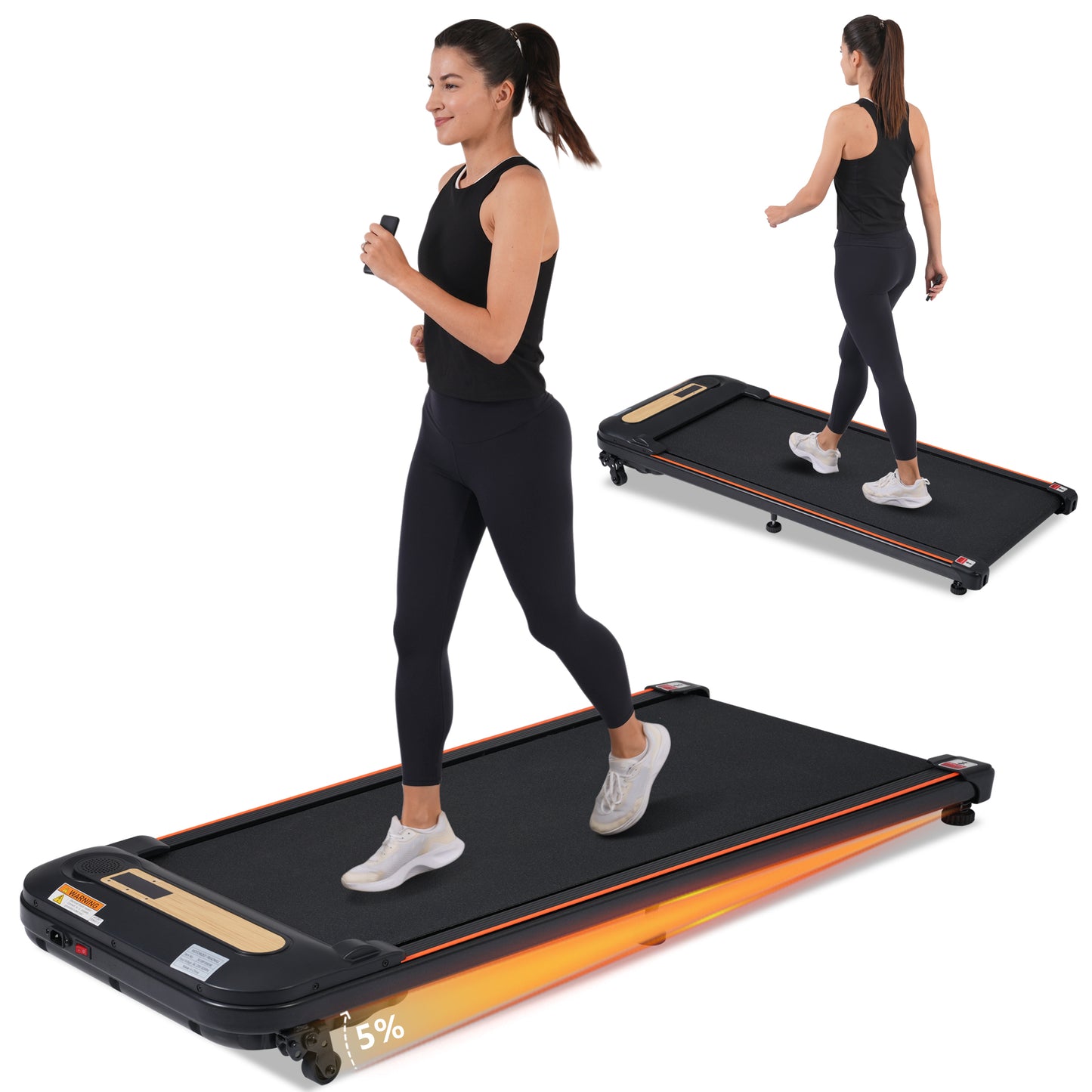 Wood Grain Under Desk Walking Treadmill