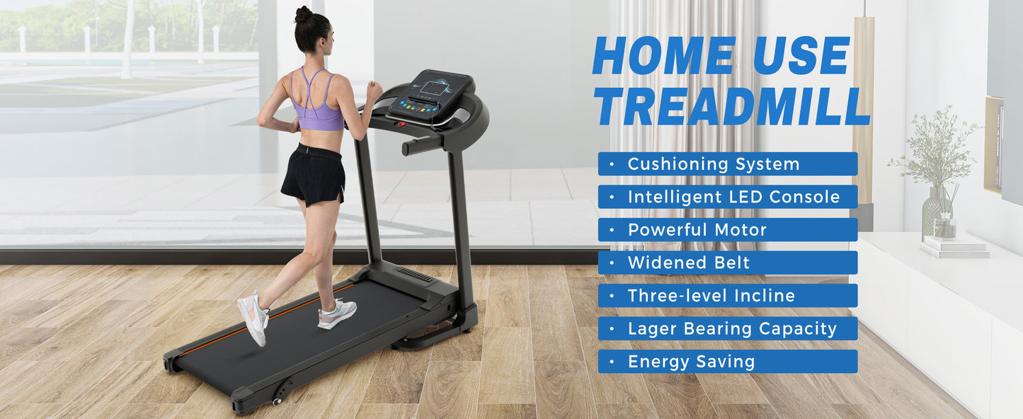 Foldable Fitness Treadmill with Speakers and Adjustable Incline