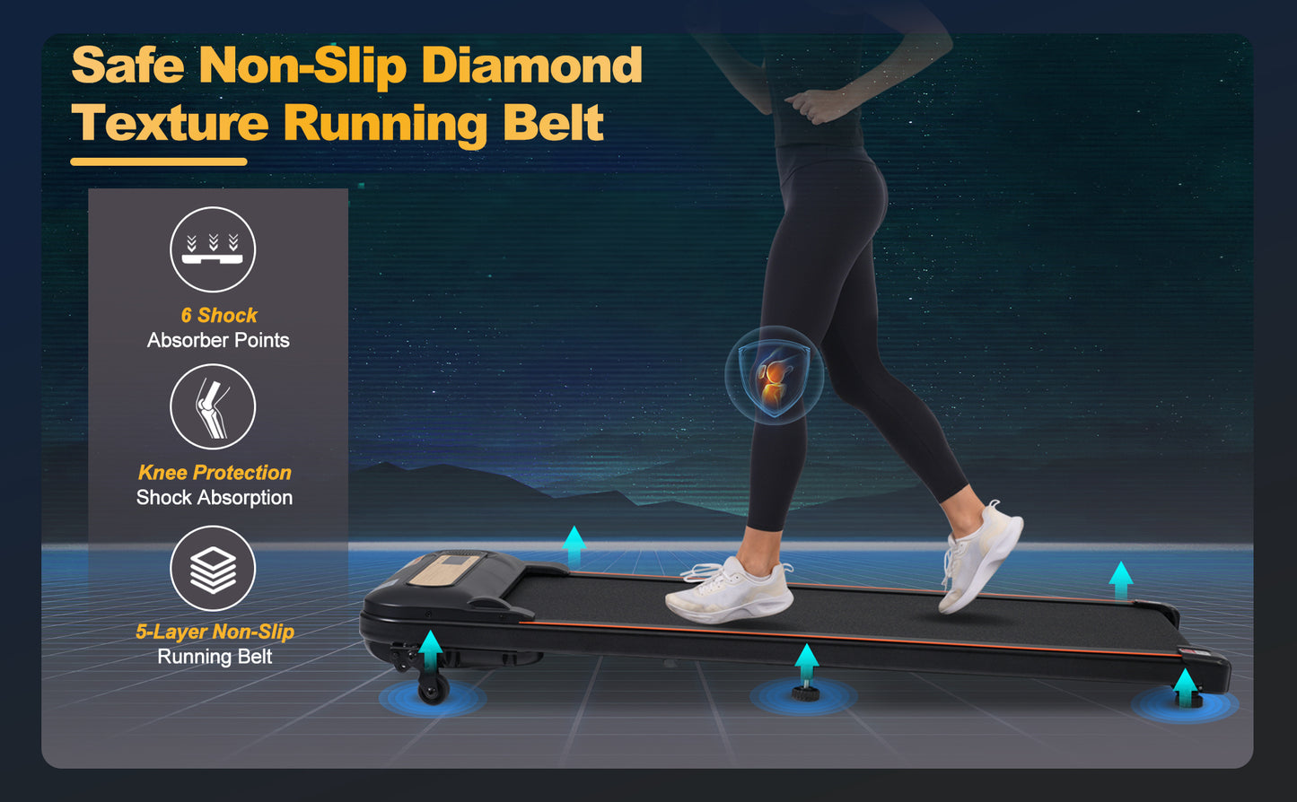 Wood Grain Under Desk Walking Treadmill