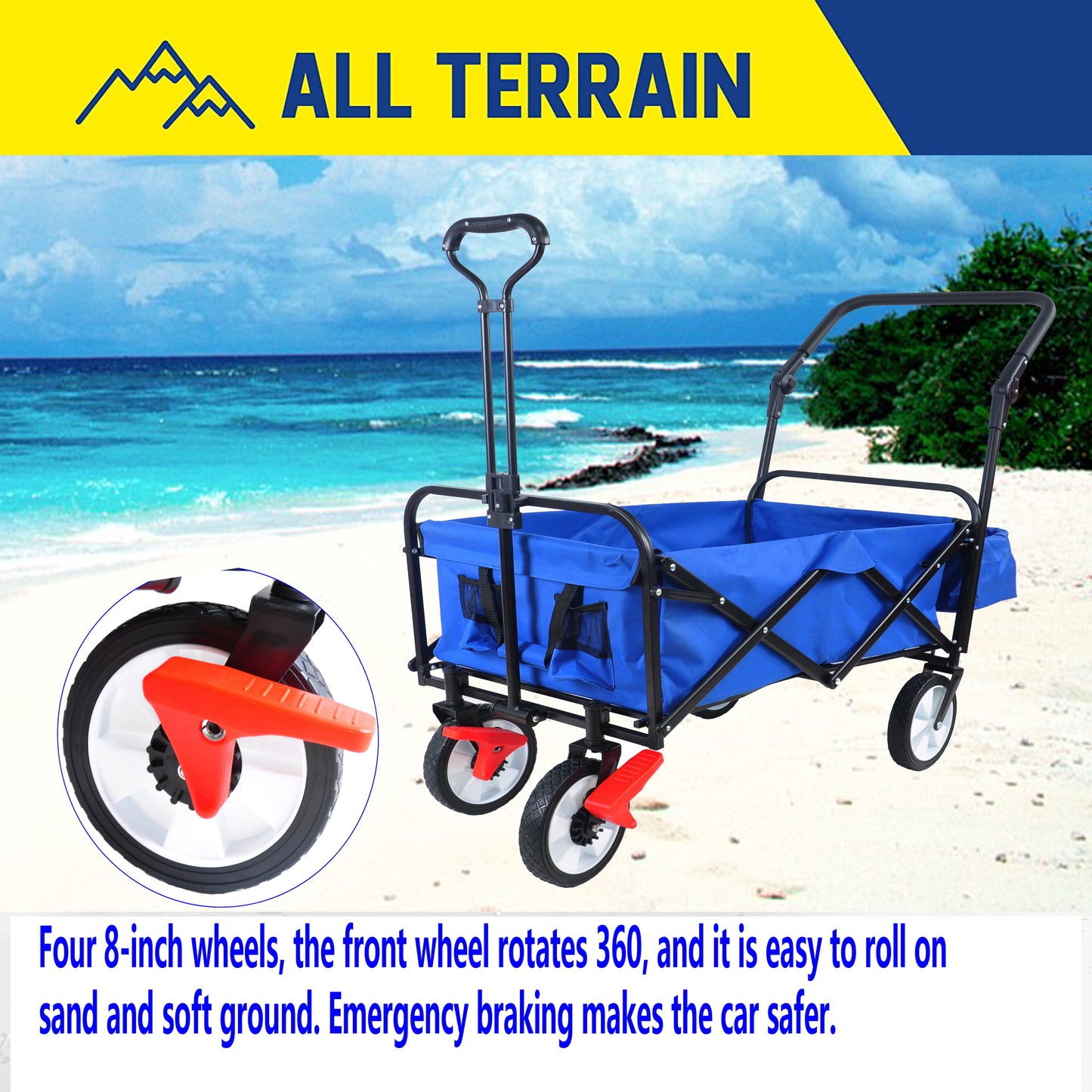 Versatile Outdoor Folding Wagon with Drink Holder