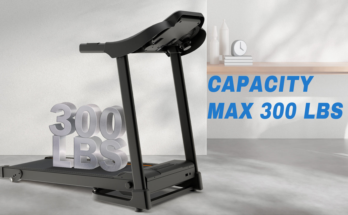 Foldable Fitness Treadmill with Speakers and Adjustable Incline