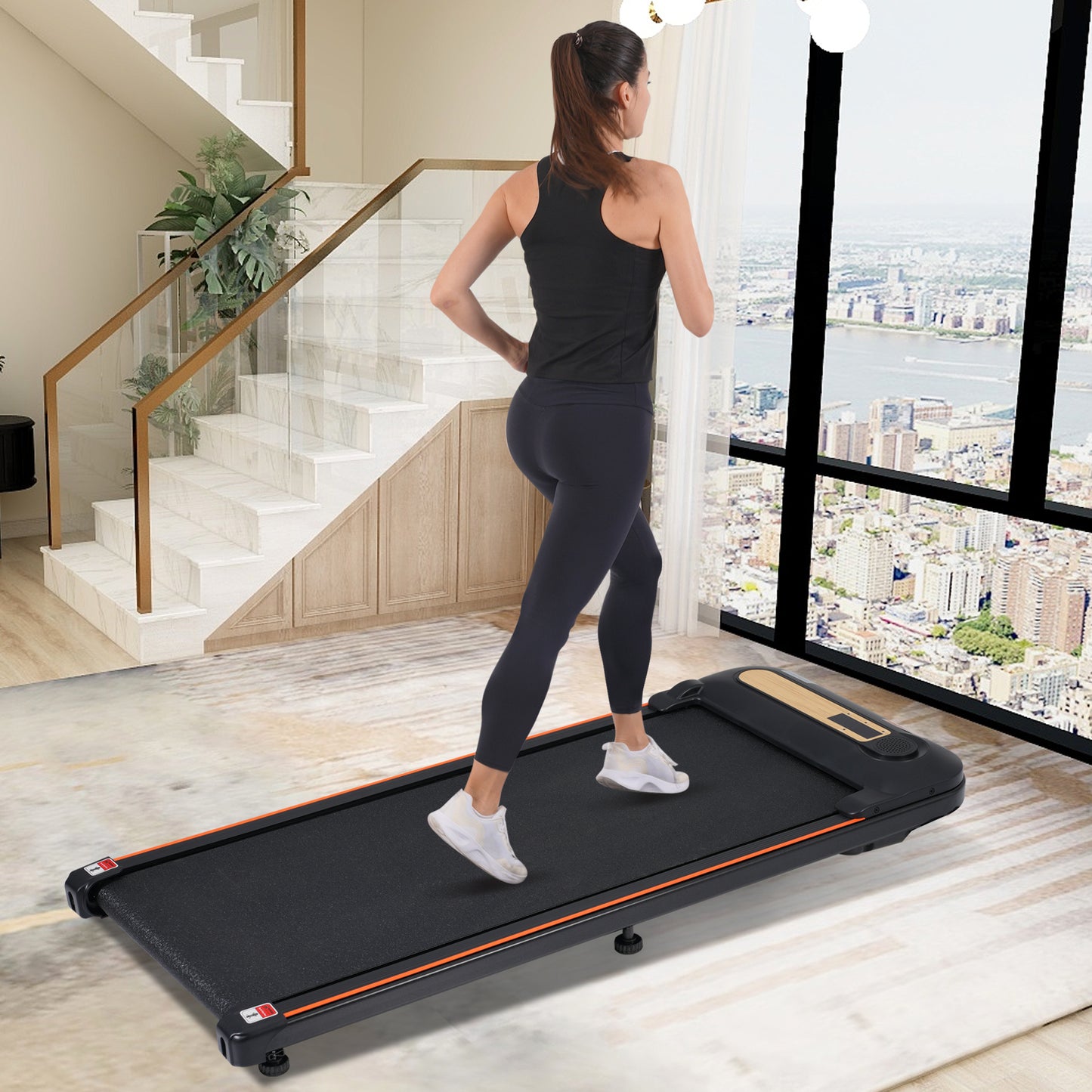 Wood Grain Under Desk Walking Treadmill