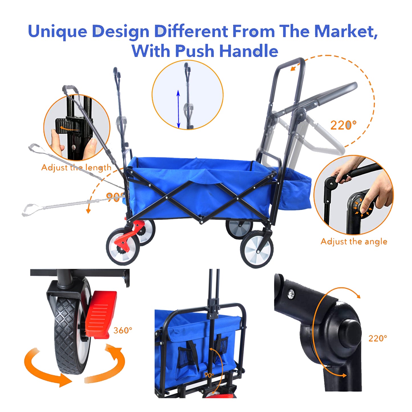 Versatile Outdoor Folding Wagon with Drink Holder