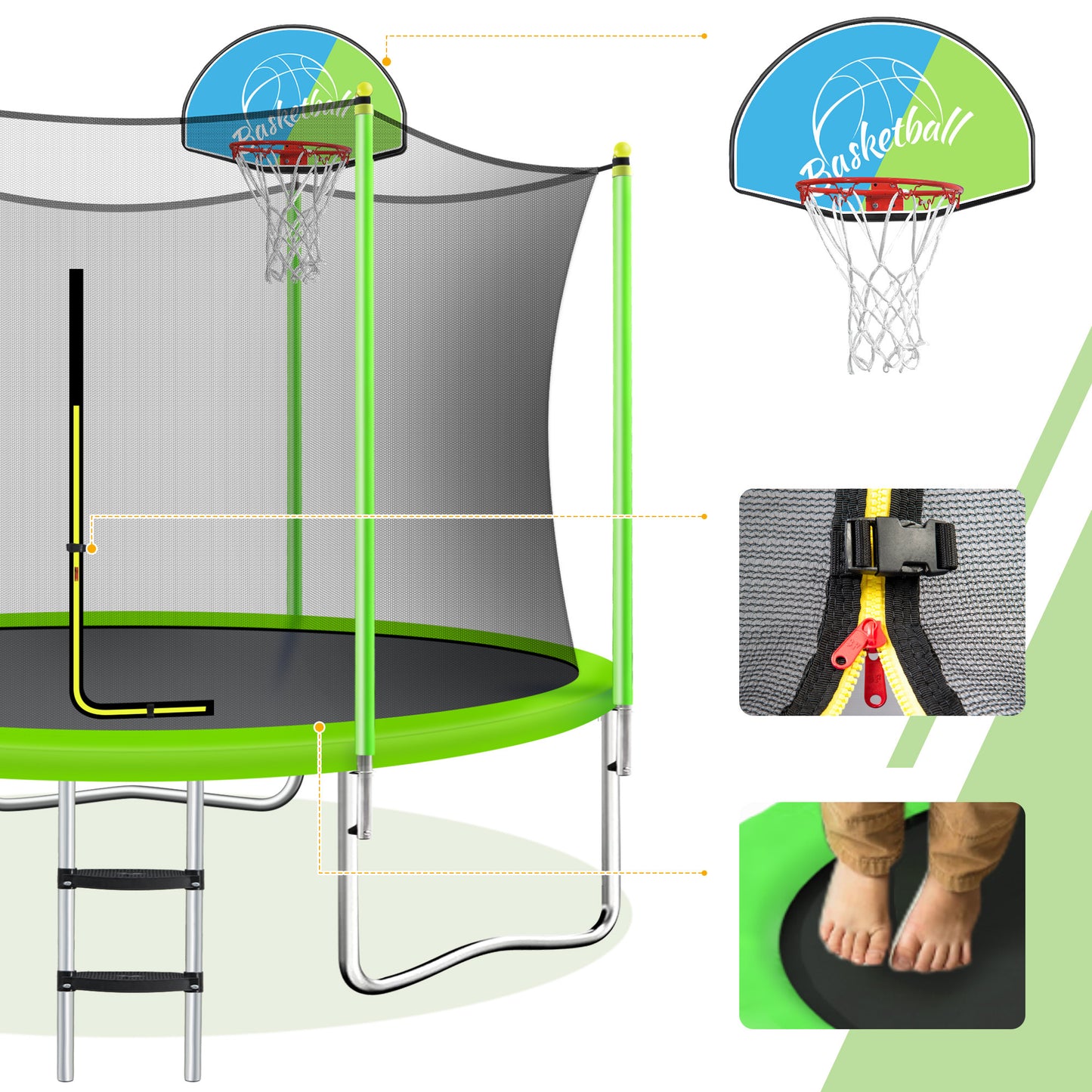 Ultimate Kids' Trampoline Fun Zone with Safety Net & Basketball Hoop!
