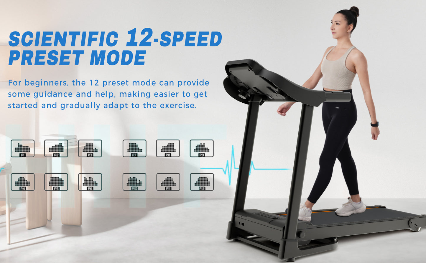 Foldable Fitness Treadmill with Speakers and Adjustable Incline