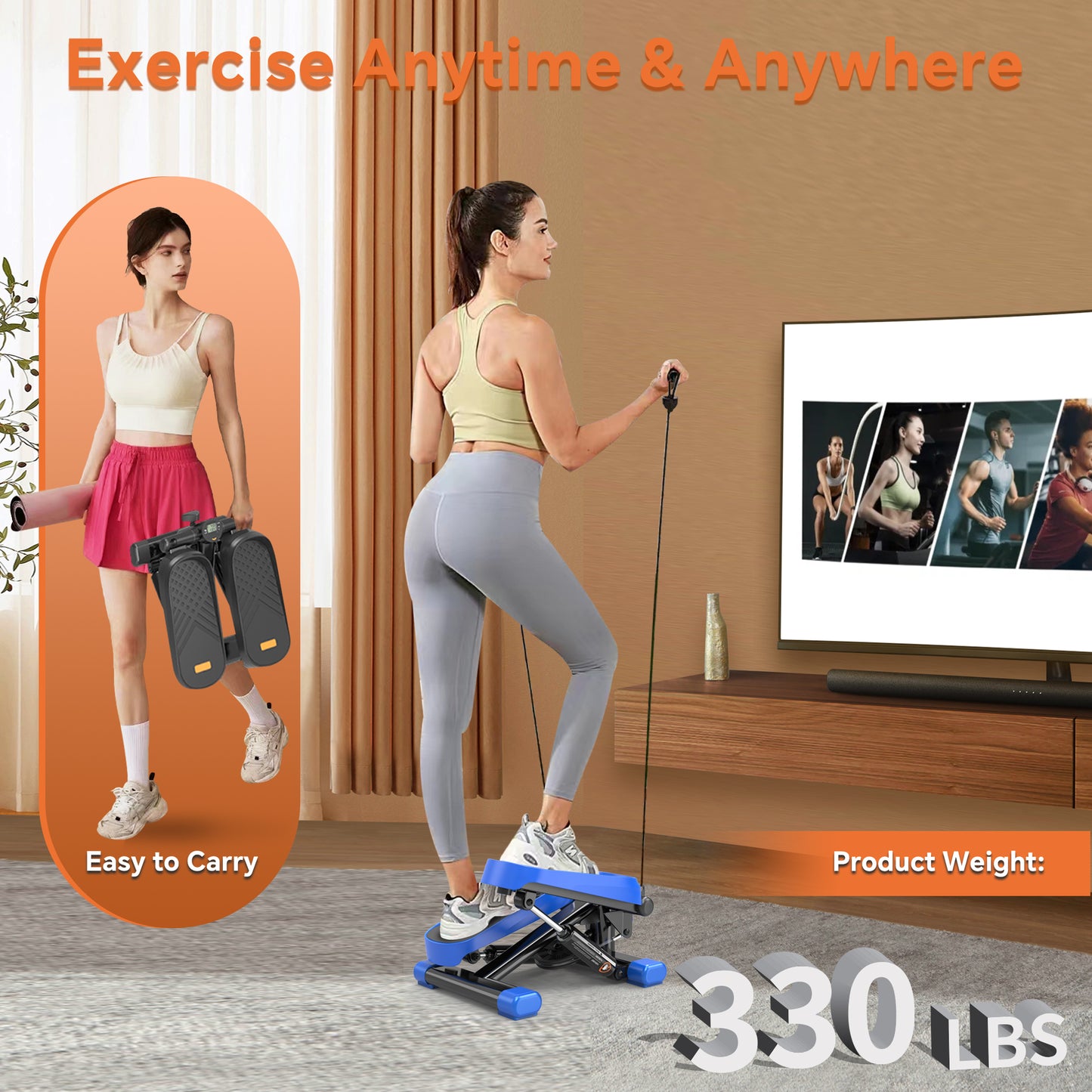 Fit at Home Mini Stepper with Resistance Bands