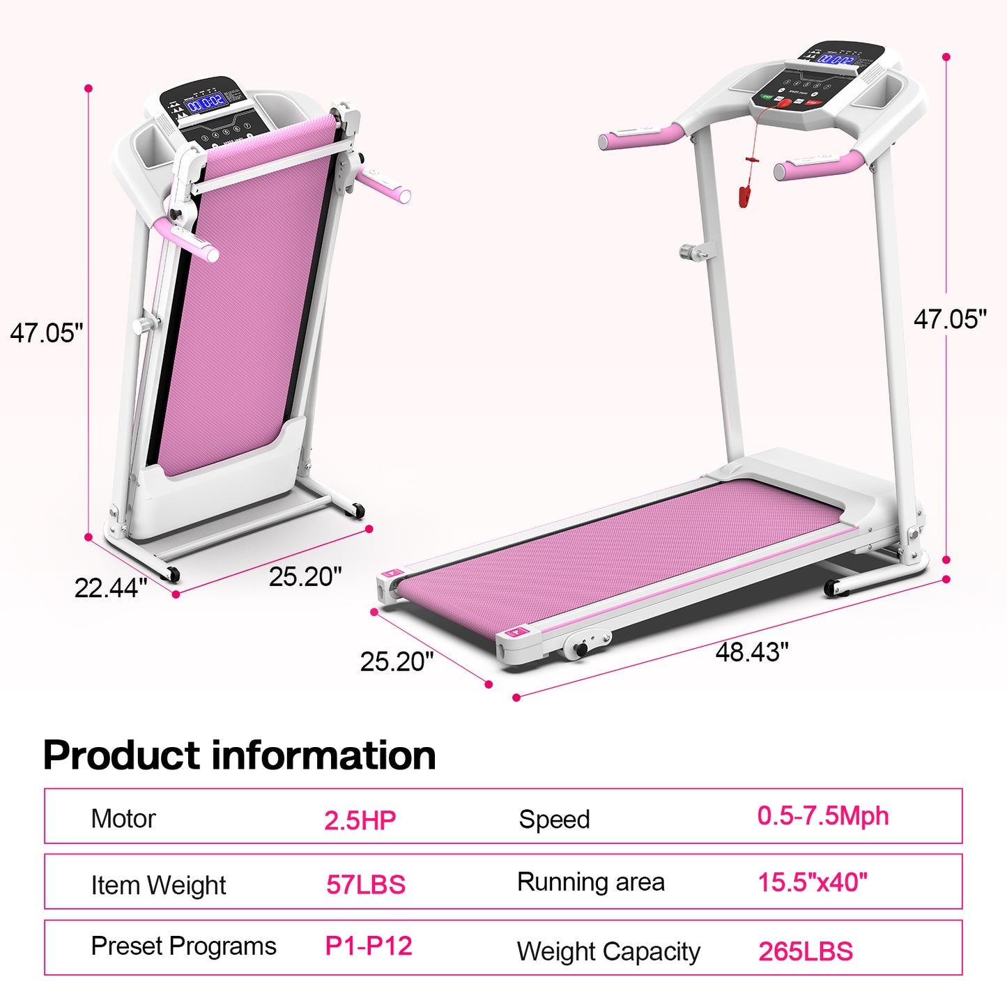 Space-Saving Electric Treadmill for Home Workouts