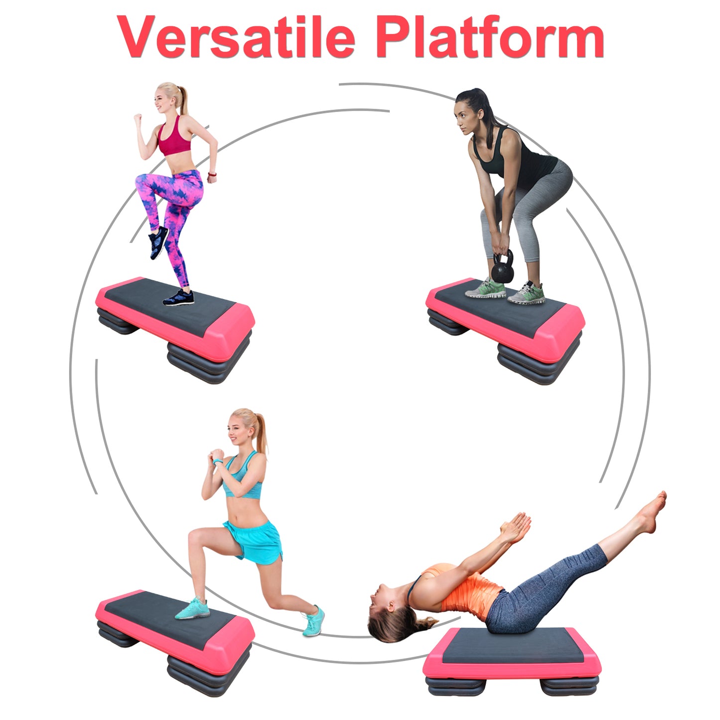 Dynamic Duo Stepper: Adjustable Fitness Trainer in Red and Black