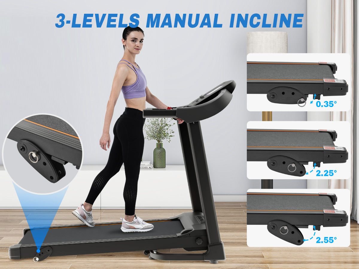 Foldable Fitness Treadmill with Speakers and Adjustable Incline
