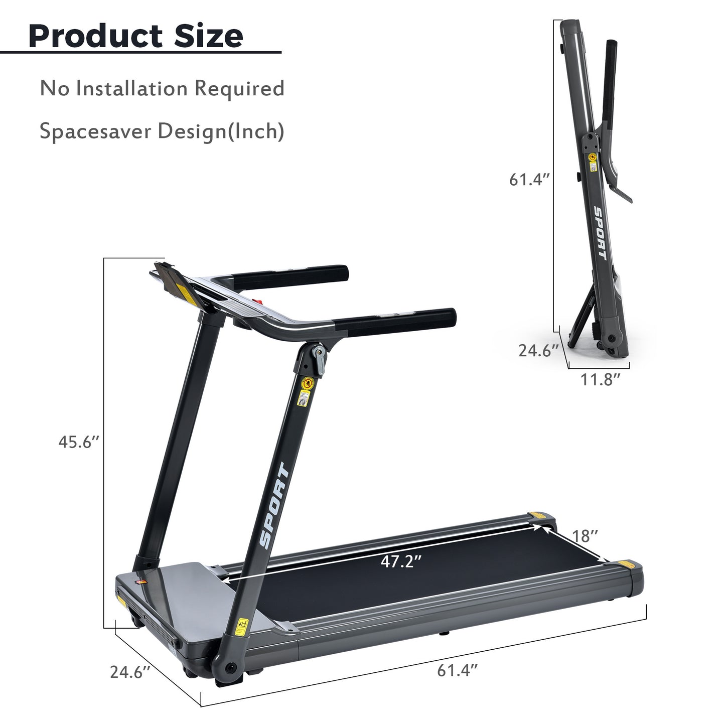 Compact Power Treadmill for Home Fitness