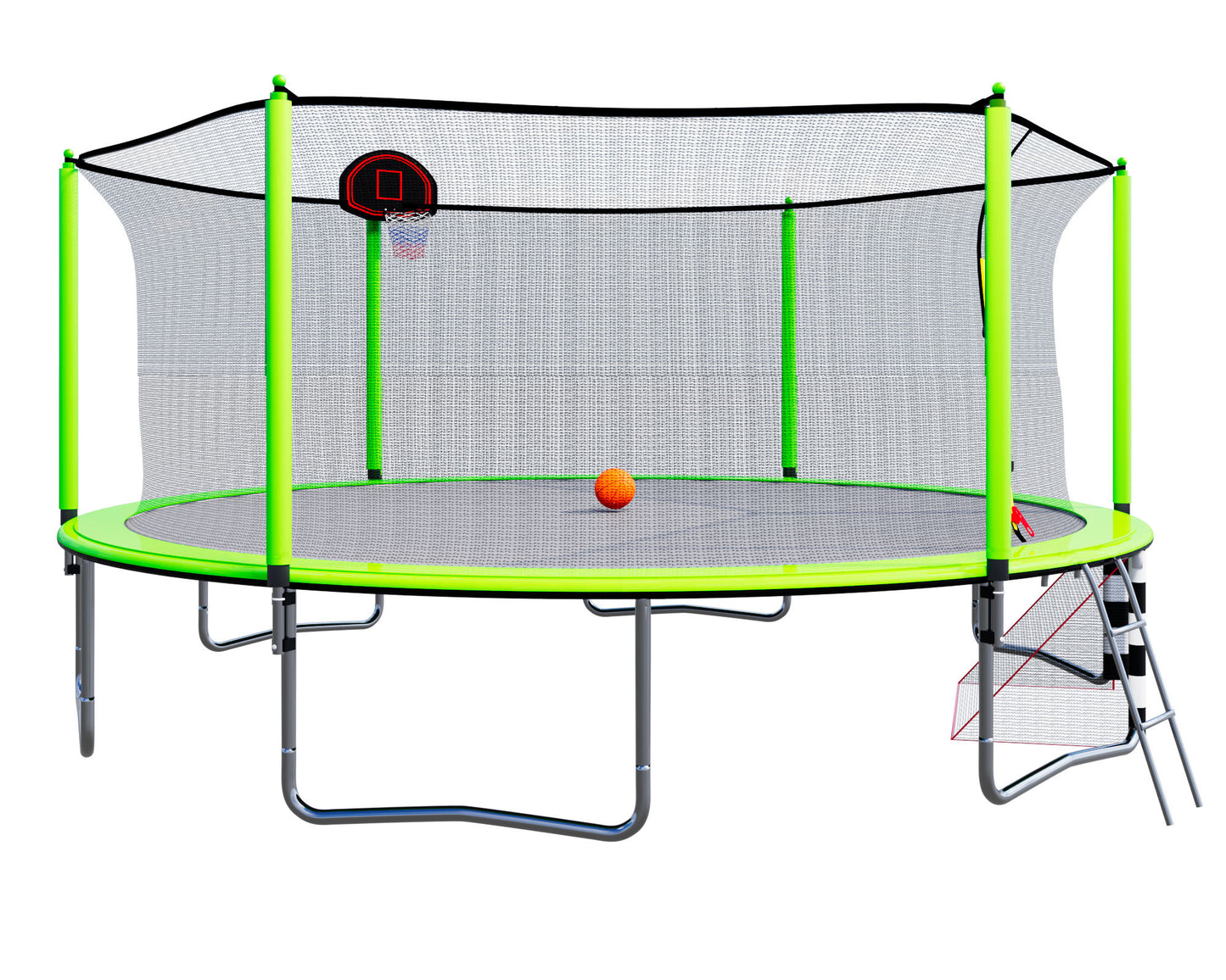 Bounce and Play Trampoline with Basketball Hoop and Soccer Goal - Green Adventure!