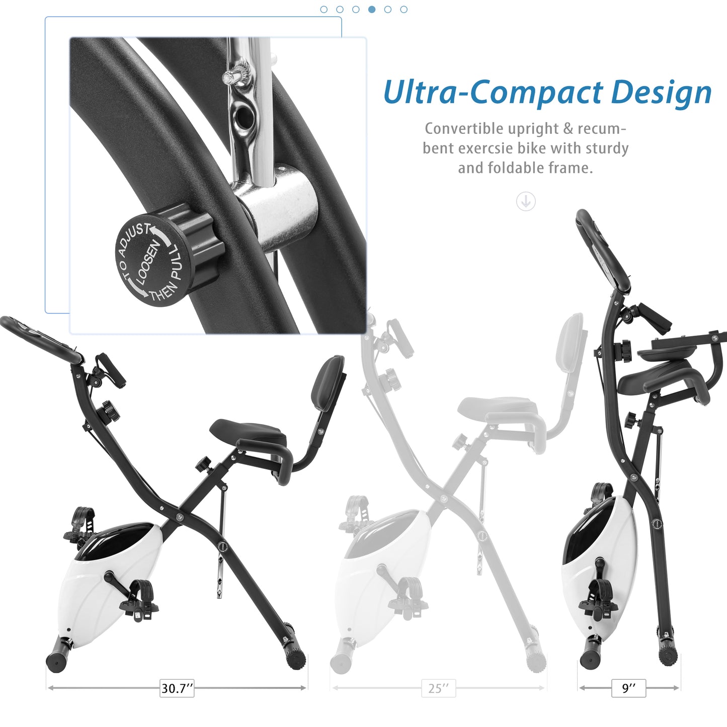 Versatile Folding Fitness Bike with Arm Bands and Backrest