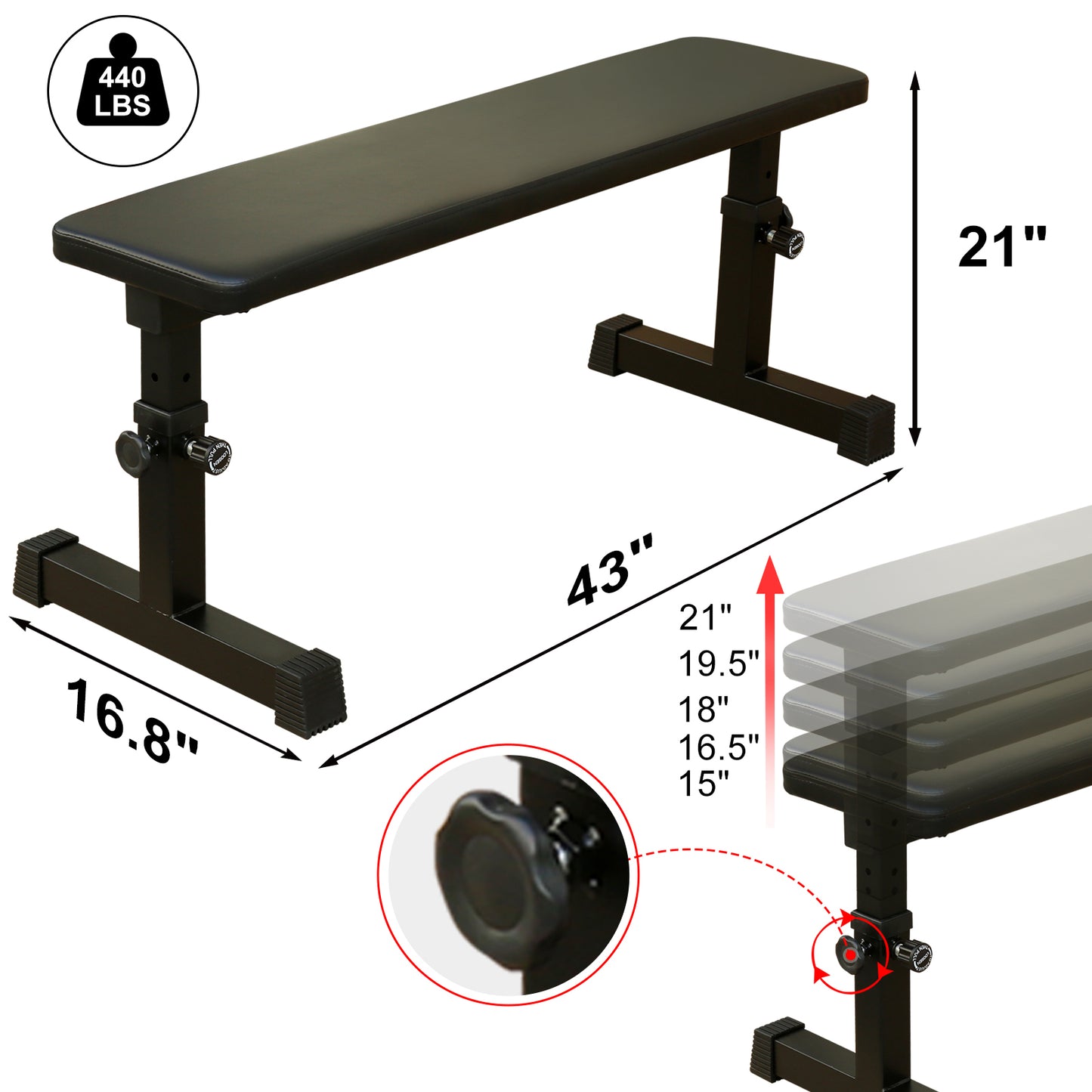 Versatile Flat Weight Bench with Adjustable Height