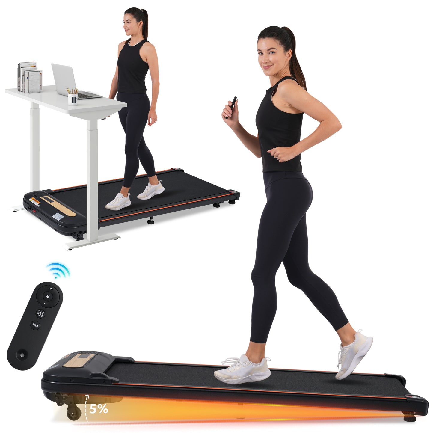 Wood Grain Under Desk Walking Treadmill