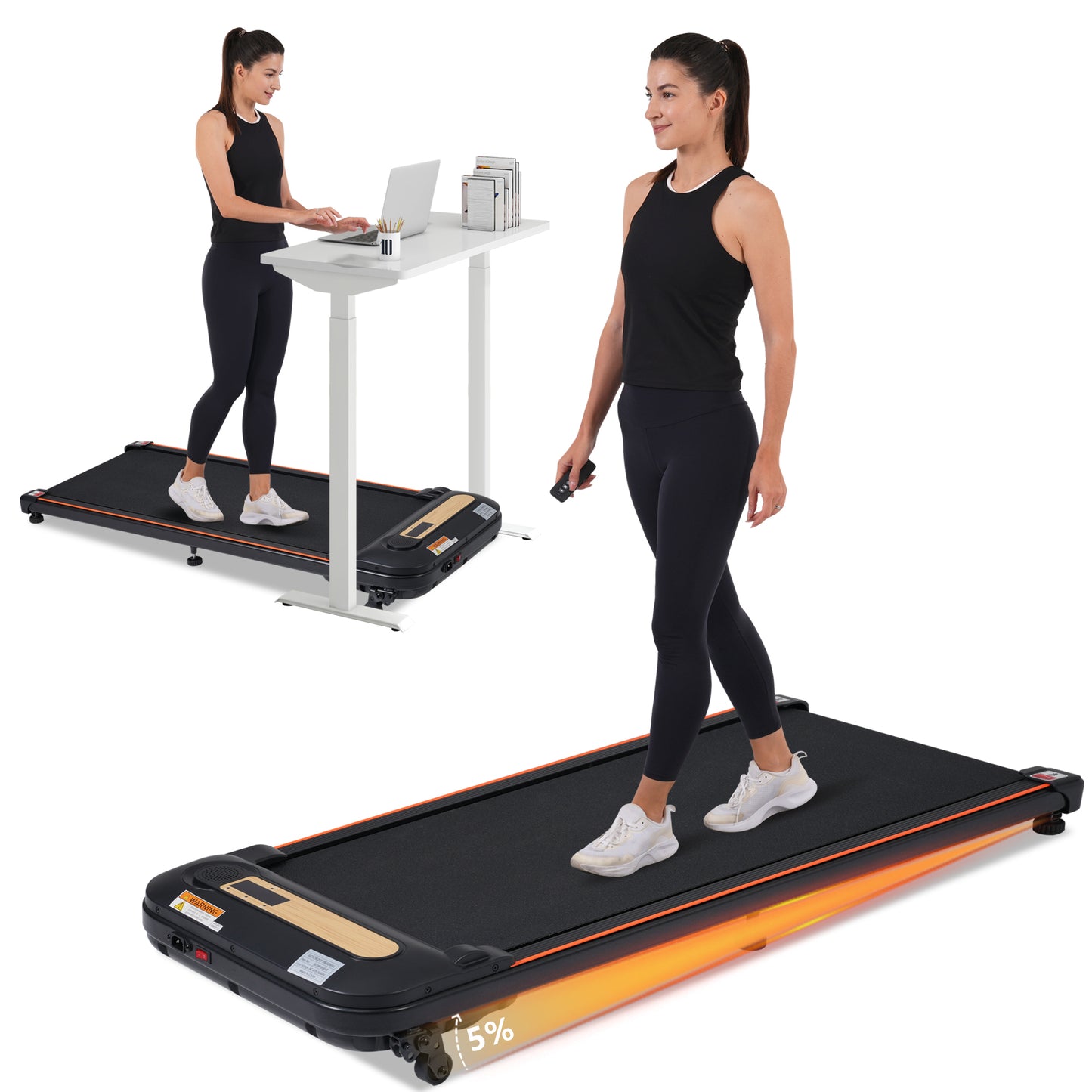 Wood Grain Under Desk Walking Treadmill