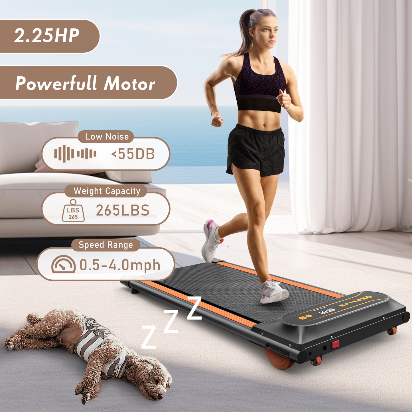 HomeFit Treadmill: Space-Saving Walking & Jogging Machine with LED Display