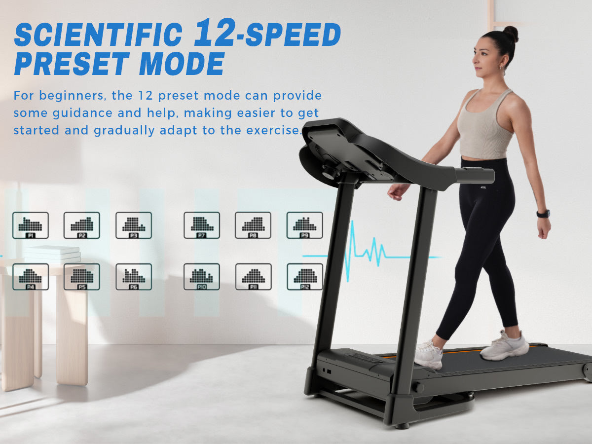 Foldable Fitness Treadmill with Speakers and Adjustable Incline