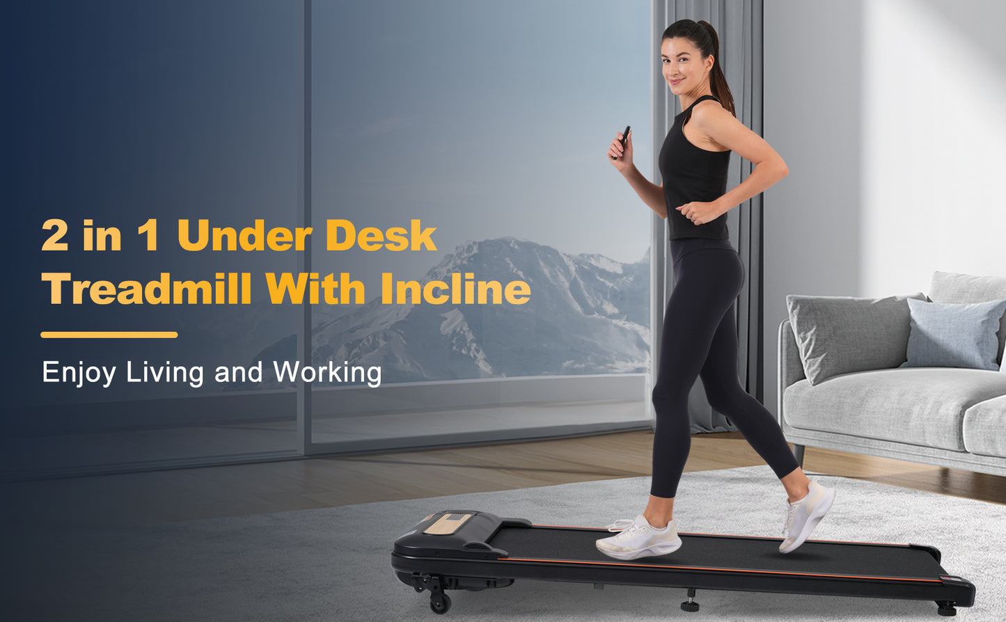 Wood Grain Under Desk Walking Treadmill