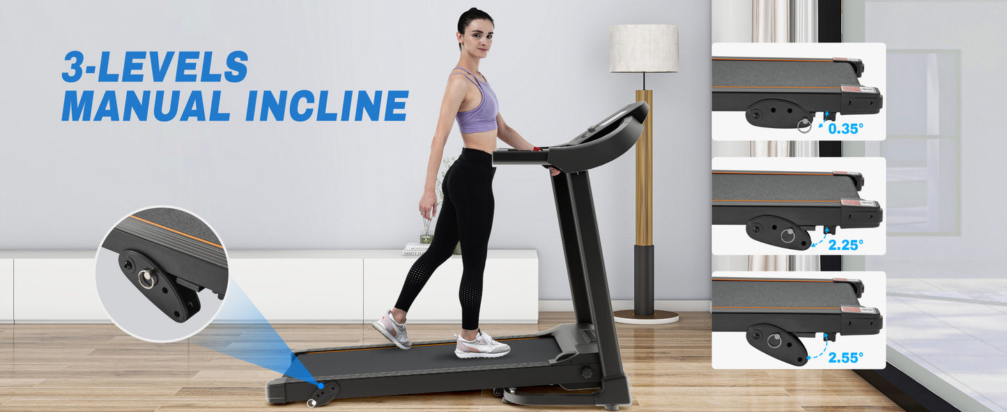 Foldable Fitness Treadmill with Speakers and Adjustable Incline
