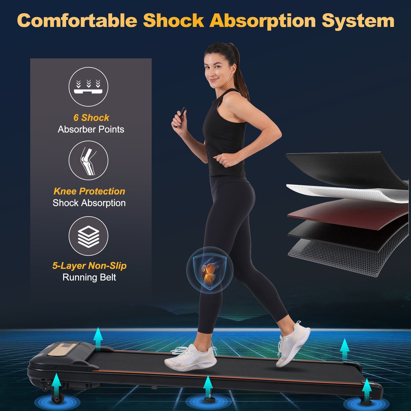 Wood Grain Under Desk Walking Treadmill