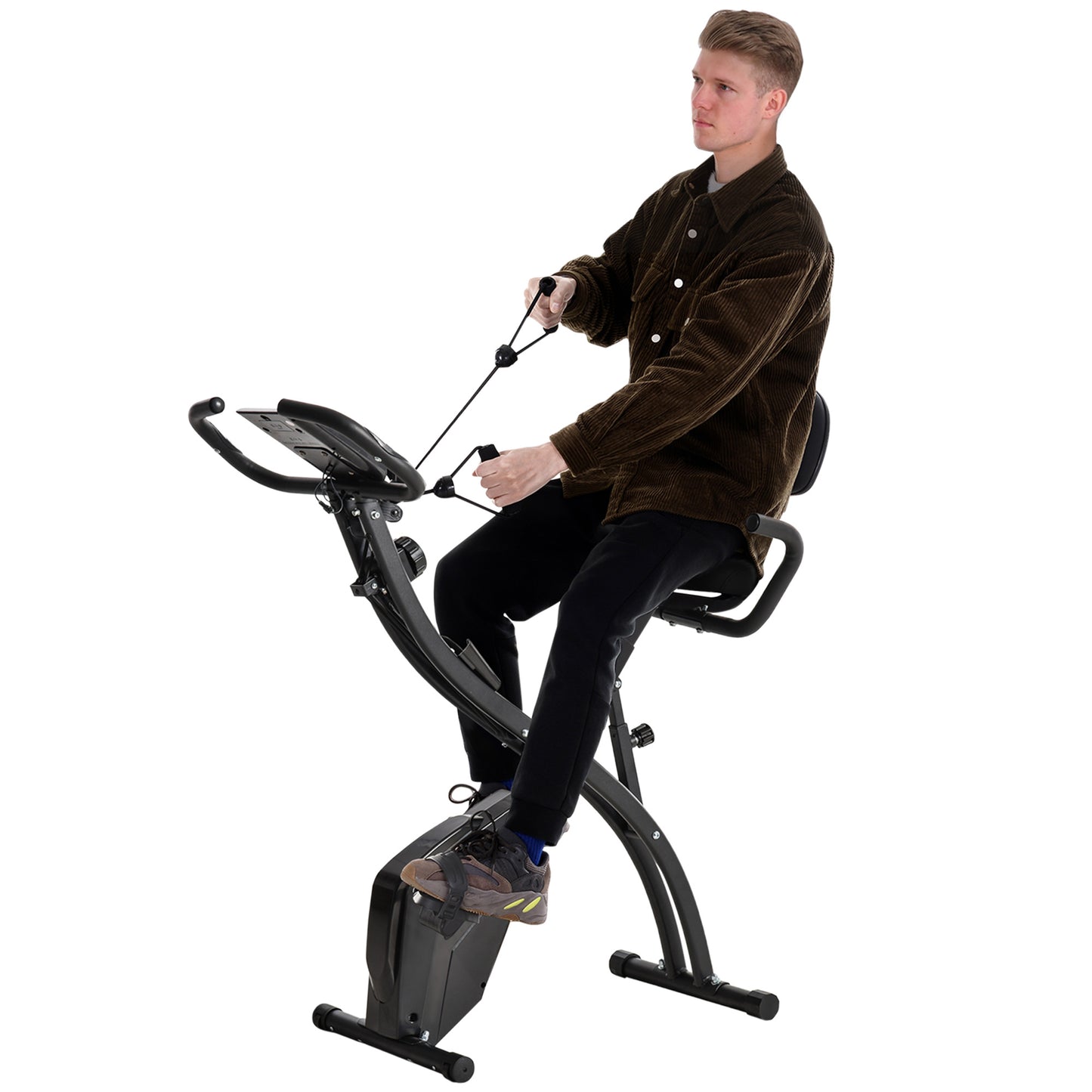 Soozier Versatile Folding Exercise Bike with Resistance Bands