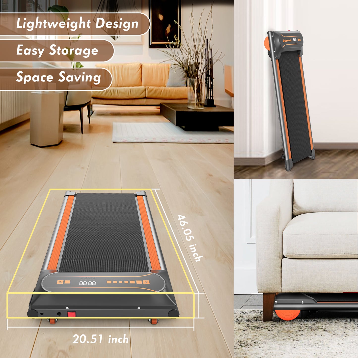 HomeFit Treadmill: Space-Saving Walking & Jogging Machine with LED Display