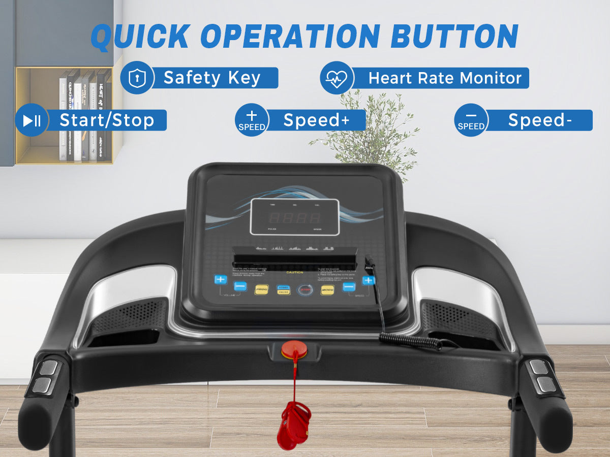 Foldable Fitness Treadmill with Speakers and Adjustable Incline