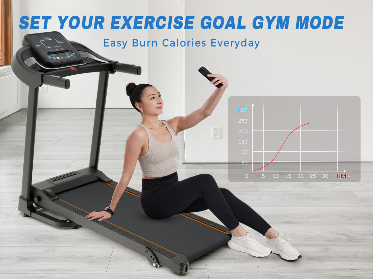 Foldable Fitness Treadmill with Speakers and Adjustable Incline
