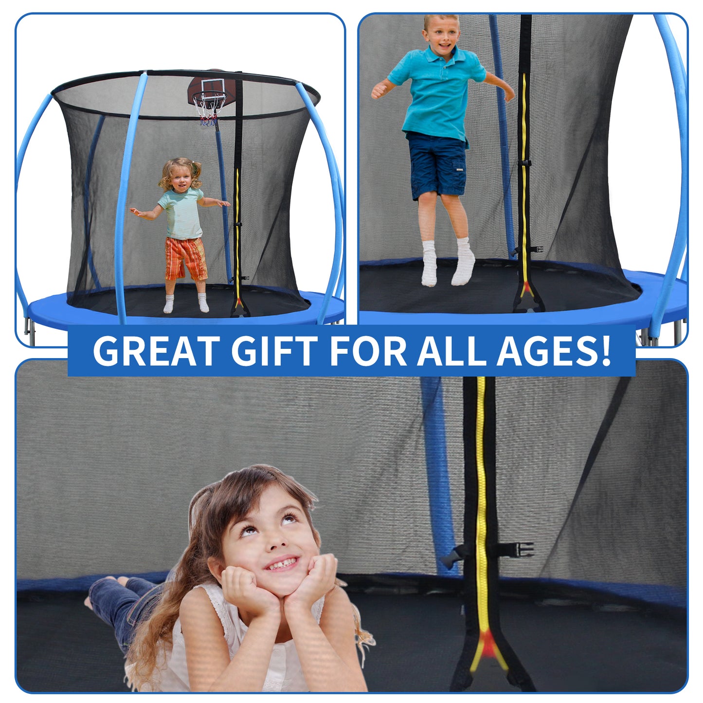 Jump & Play Pumpkin Trampoline with Slide and Safety Enclosure