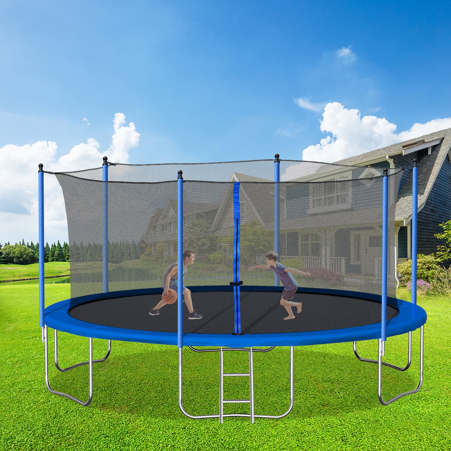 SkyBounce Trampoline with Safety Net & Ladder