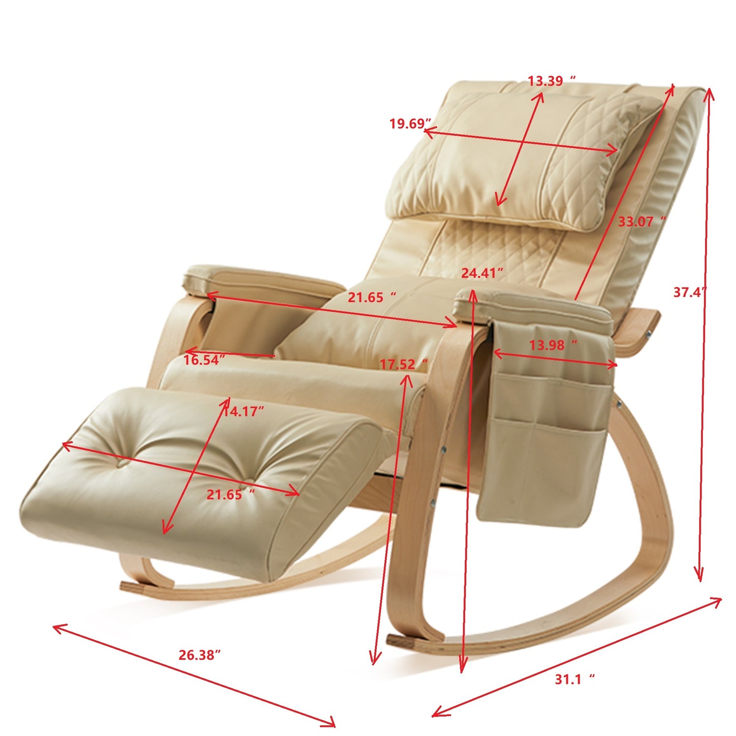 Relaxing Rocker Massage Chair - Cream Cozy Comfort