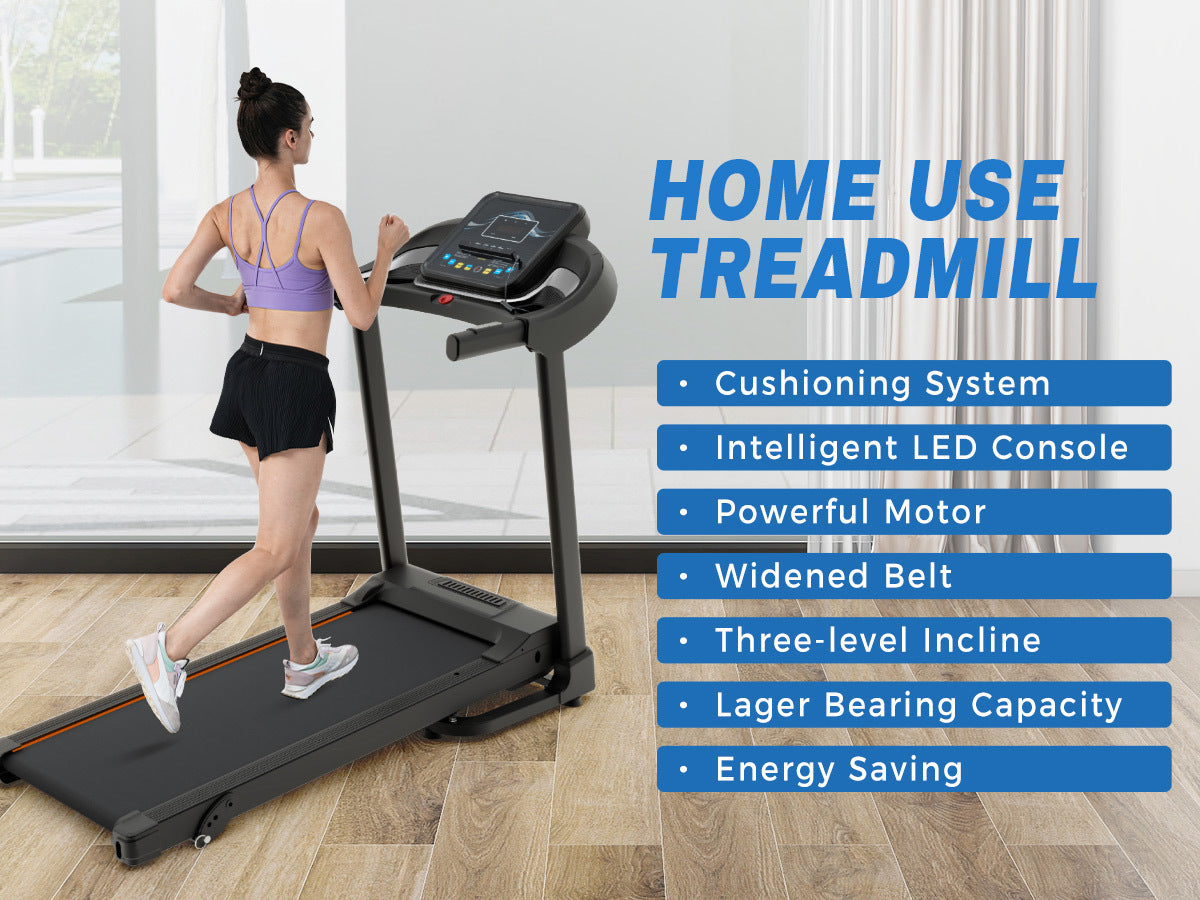 Foldable Fitness Treadmill with Speakers and Adjustable Incline