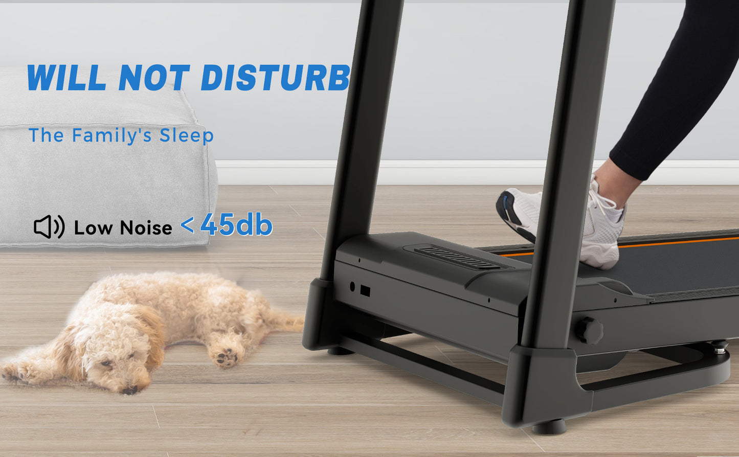 Foldable Fitness Treadmill with Speakers and Adjustable Incline