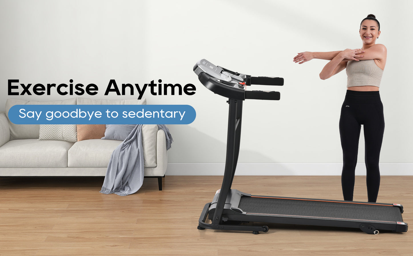 Quiet Foldable Treadmill with Pulse Sensor & Incline for Home Workouts