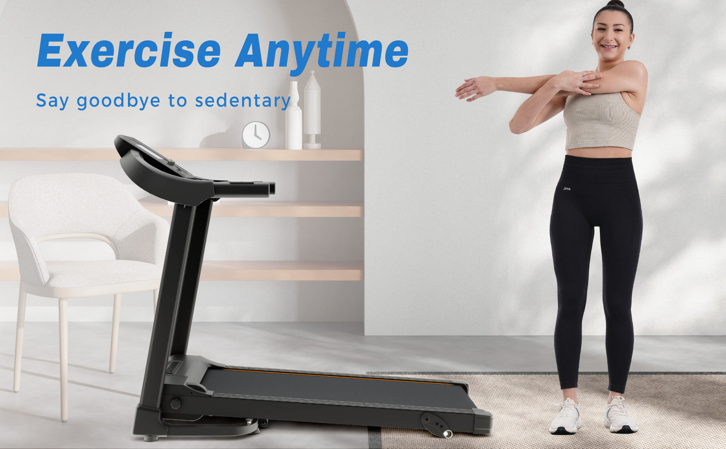 Foldable Fitness Treadmill with Speakers and Adjustable Incline