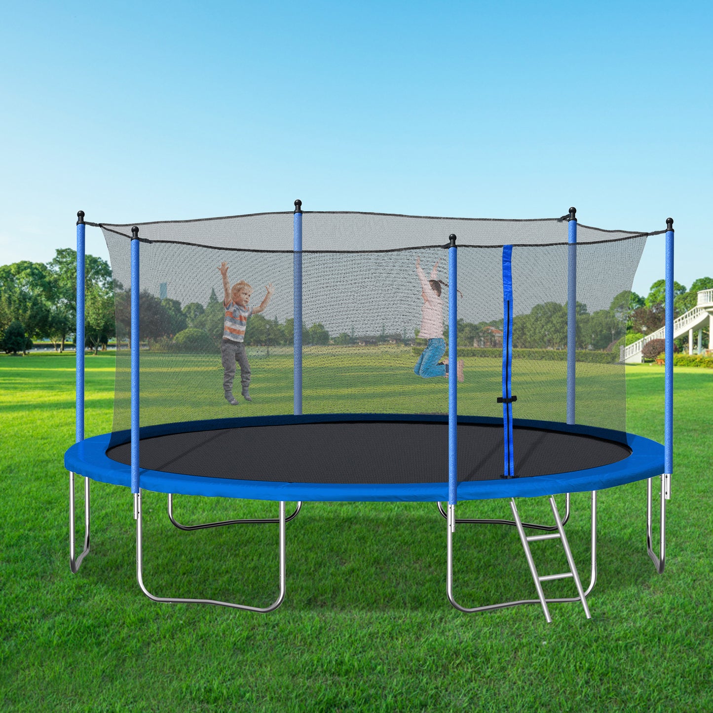 SkyBounce Trampoline with Safety Net & Ladder