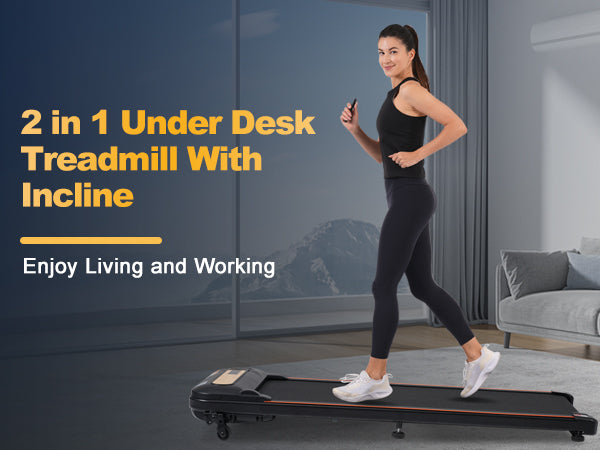 Wood Grain Under Desk Walking Treadmill
