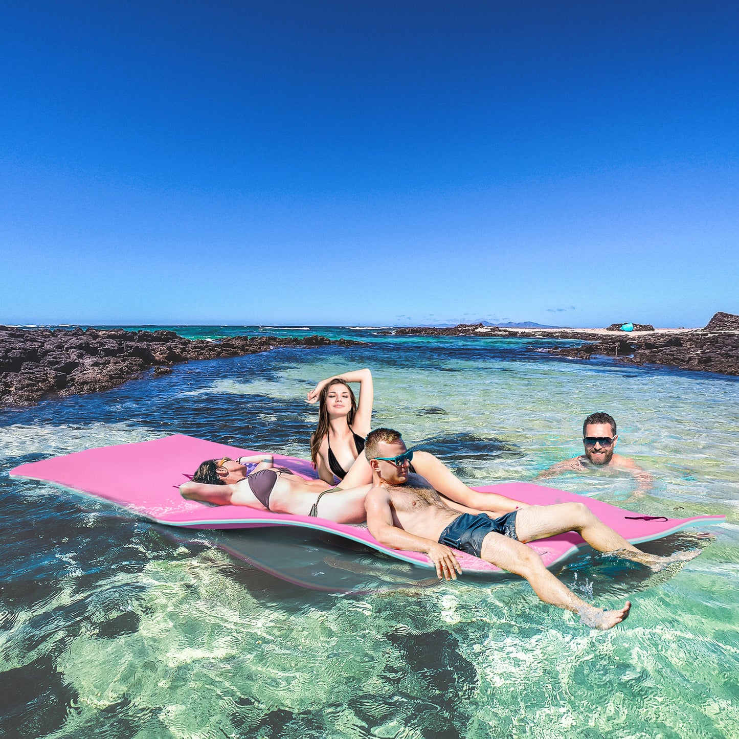Soozier Pink Floating Lily Pad with Cup Holder - Fun Water Mat for Friends!