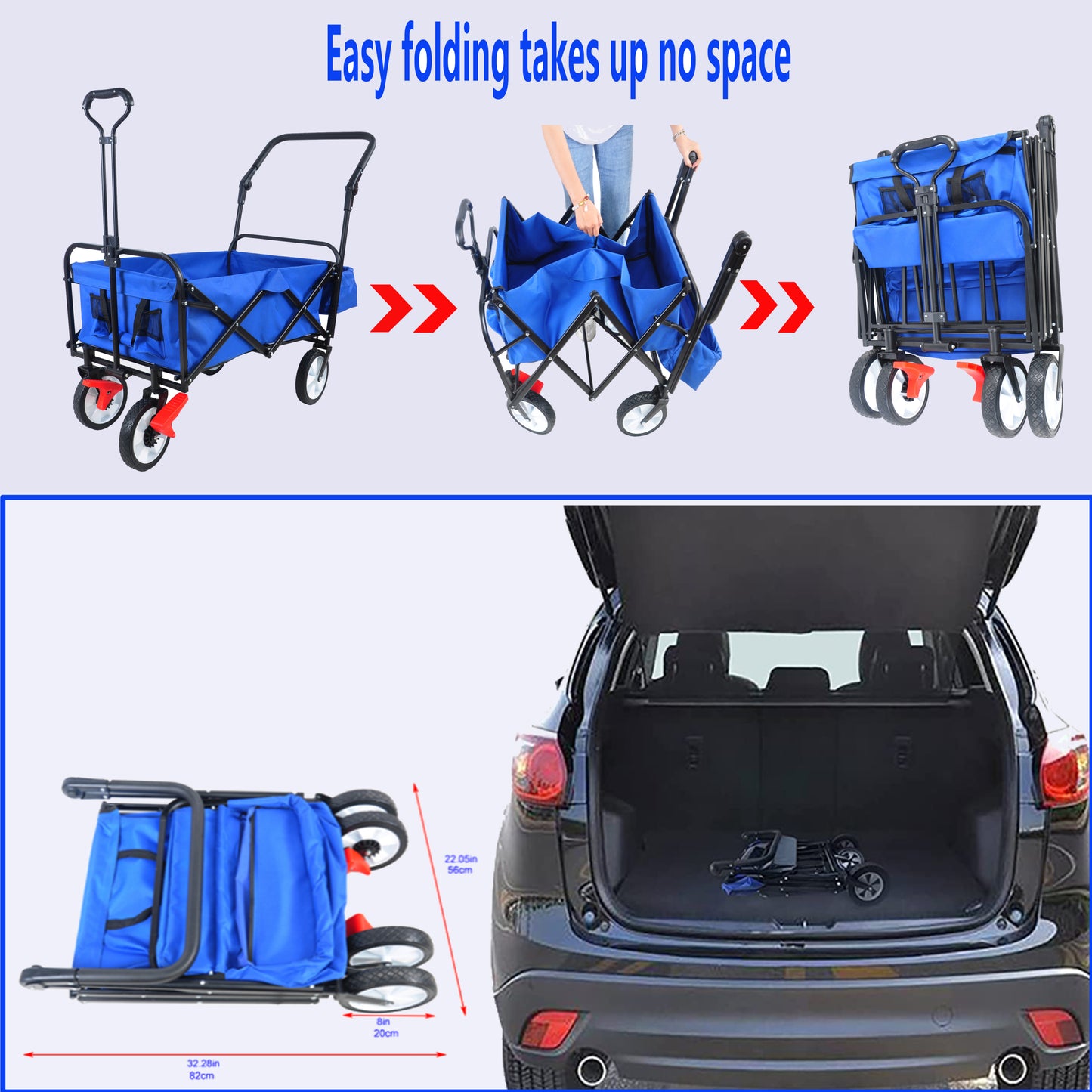 Versatile Outdoor Folding Wagon with Drink Holder