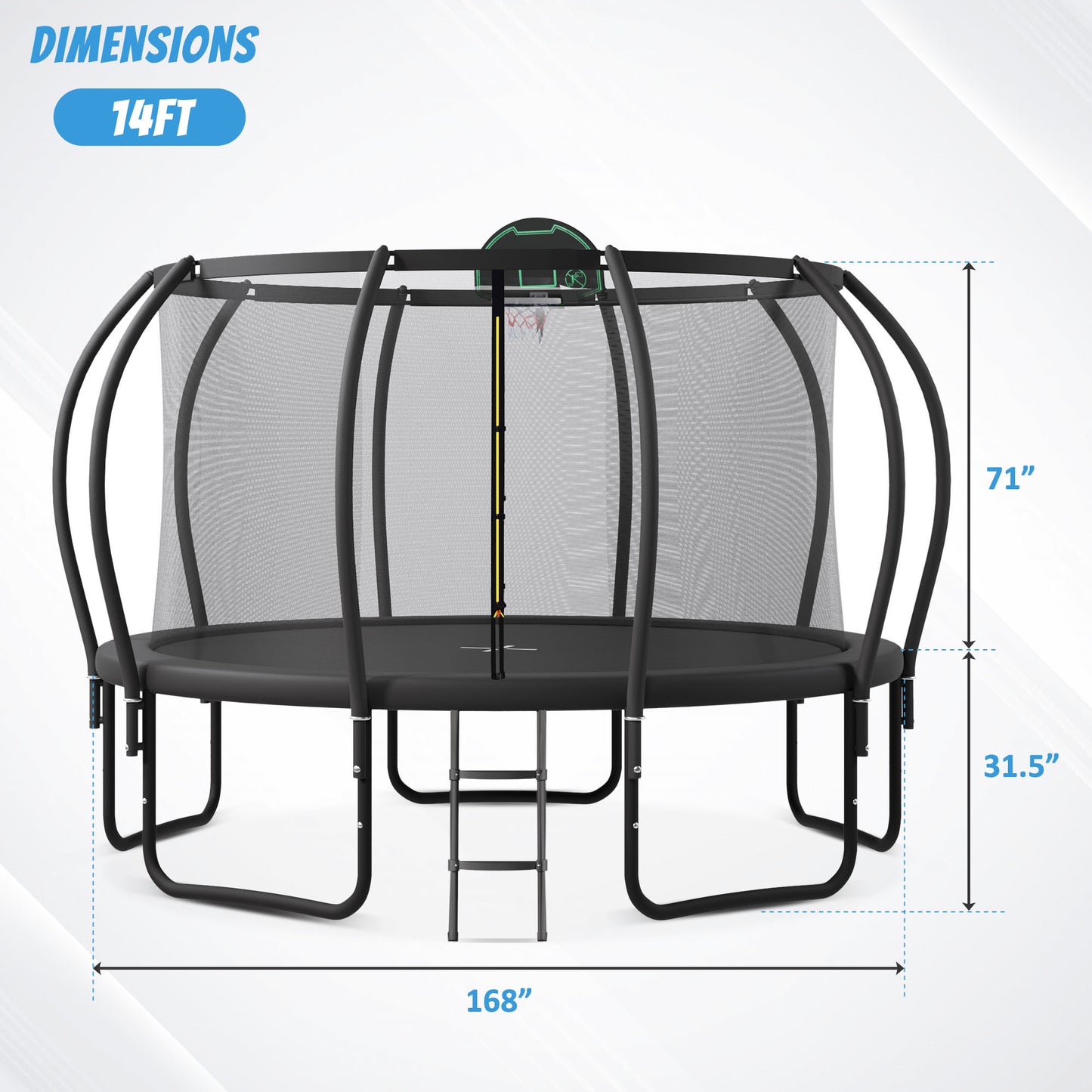 Jump & Play Trampoline Adventure with Safety Net & Basketball Fun