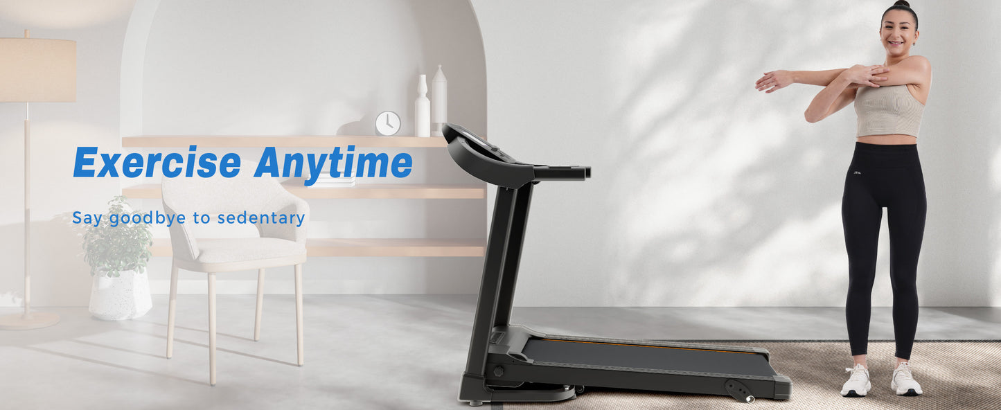 Foldable Fitness Treadmill with Speakers and Adjustable Incline