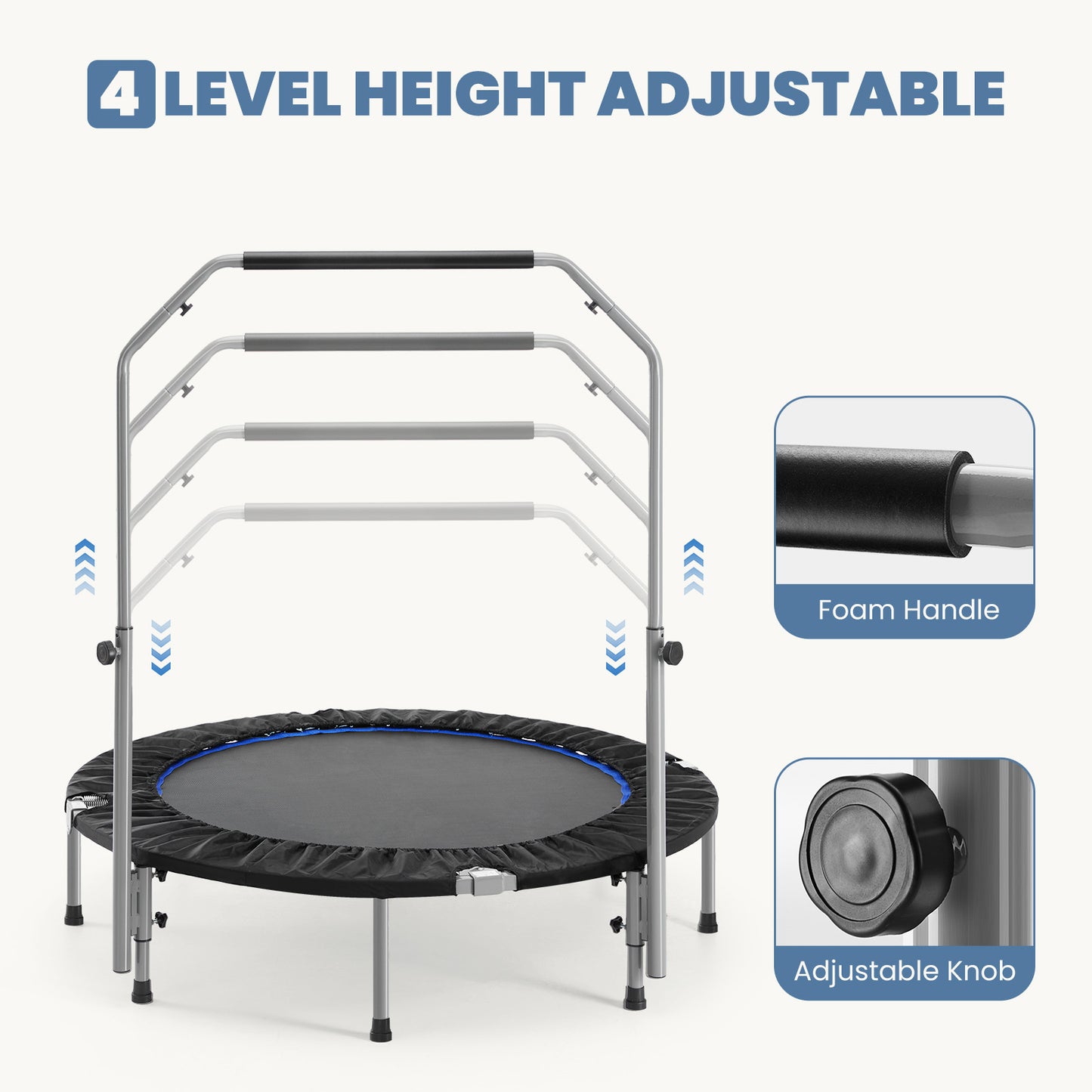 JumpFit Mini Trampoline with Adjustable Bar