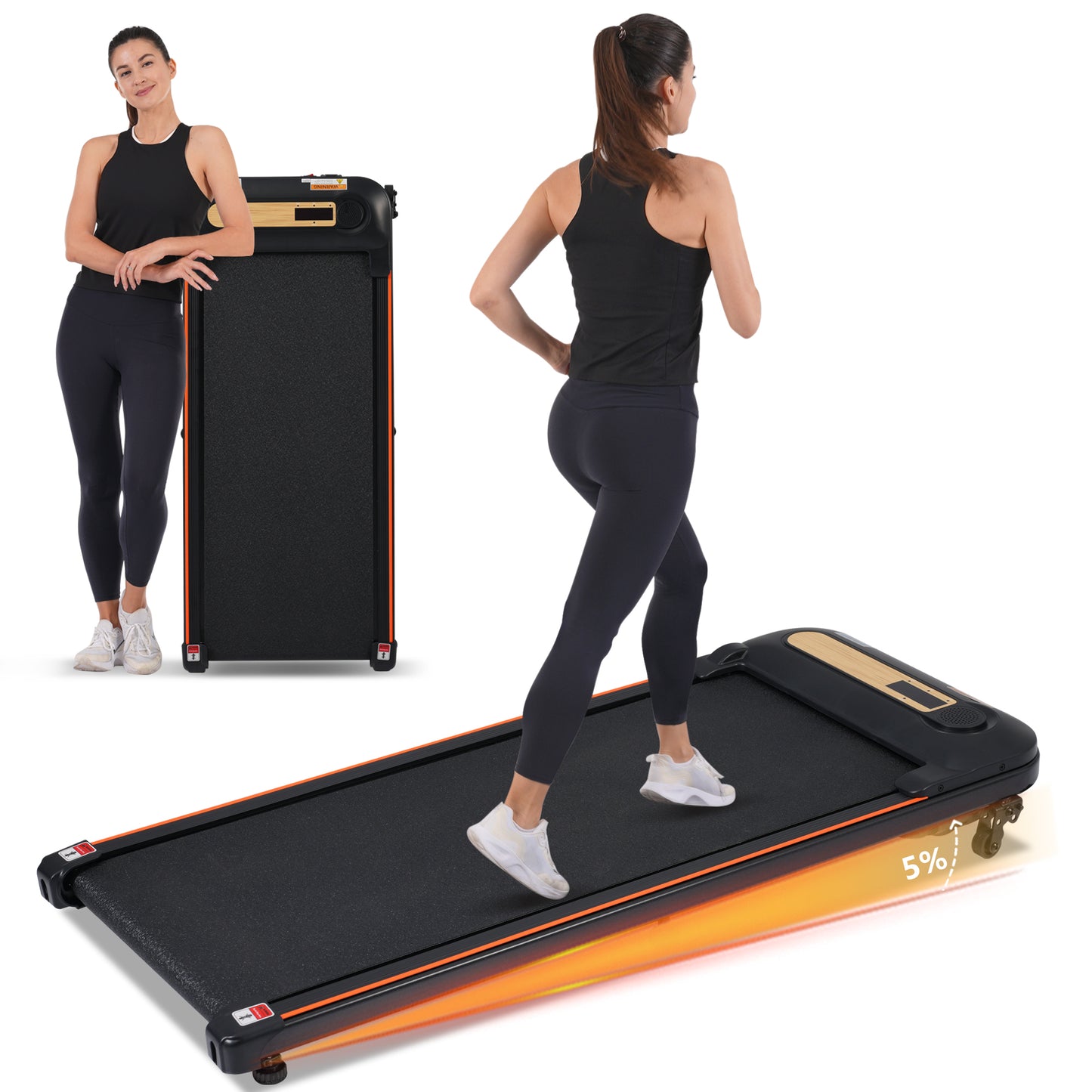 Wood Grain Under Desk Walking Treadmill