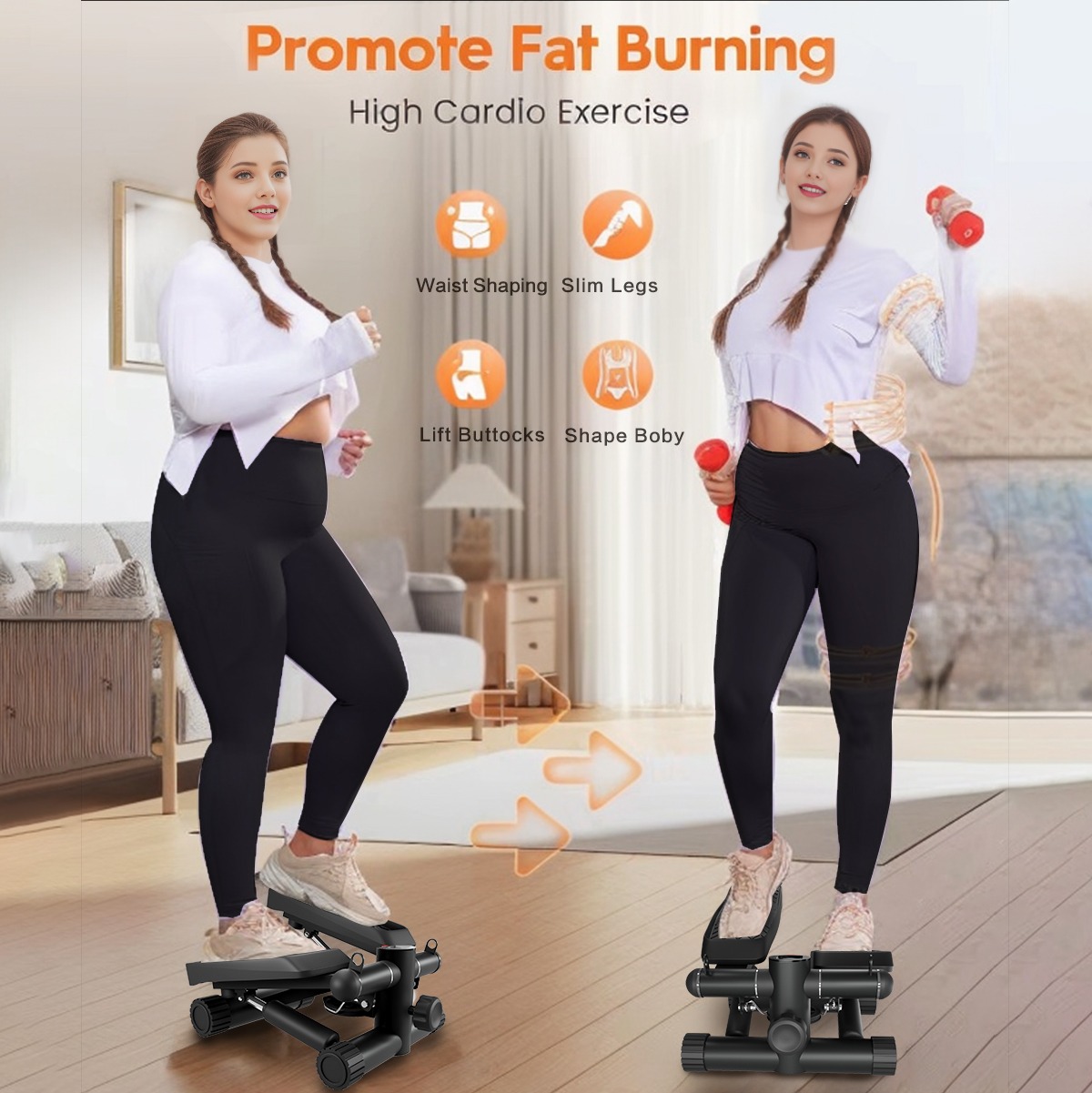 Ready-Set-Step: Compact Fitness Stepper with Resistance Bands