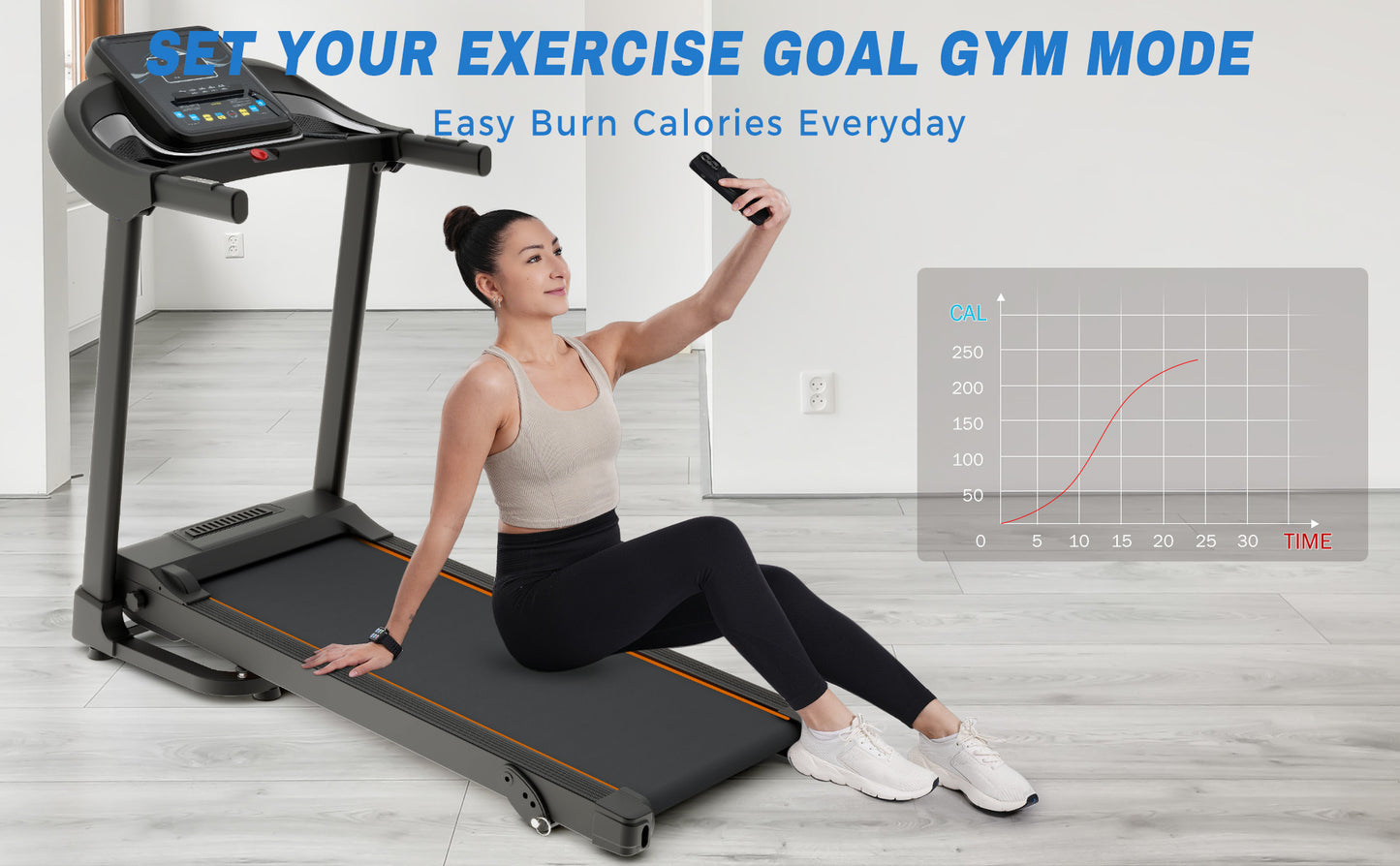 Foldable Fitness Treadmill with Speakers and Adjustable Incline
