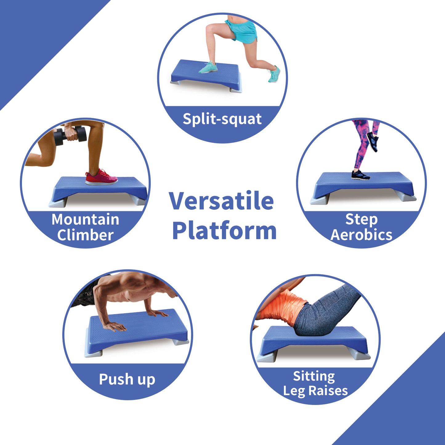 Adjustable Aerobics Stepper - Blue Fitness Platform