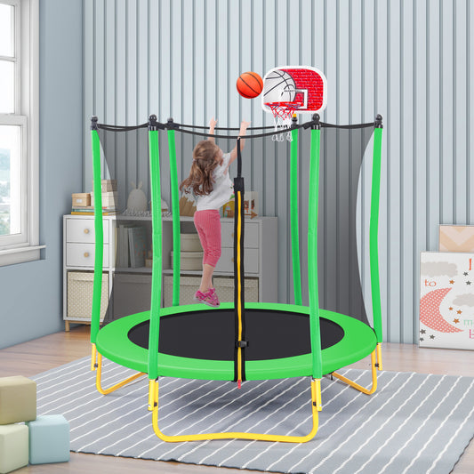 Kid's Fun Zone Trampoline with Basketball Hoop