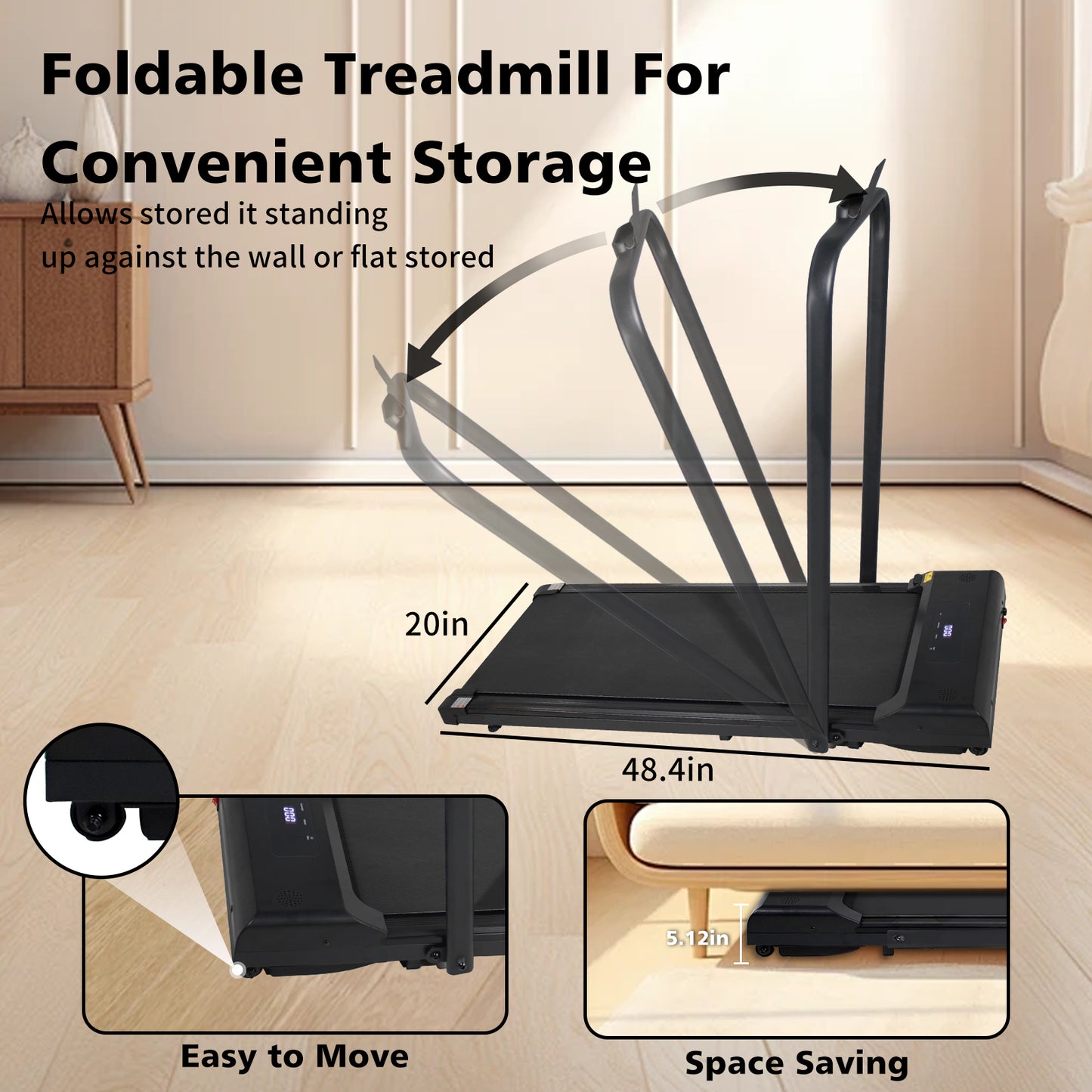 FitFlex Under Desk Treadmill - Compact & Portable Walking Machine for Home or Office