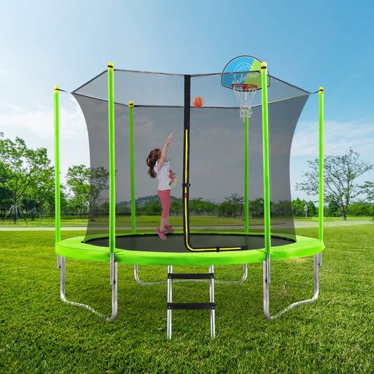 Ultimate Kids' Trampoline Fun Zone with Safety Net & Basketball Hoop!